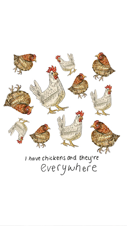 I don't have ducks or a row, I have chickens and they're everywhere (fine art print)